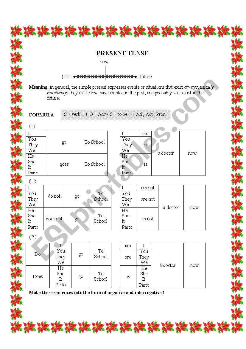 present tense worksheet