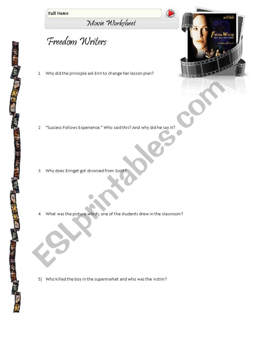 Freedom Writers worksheet