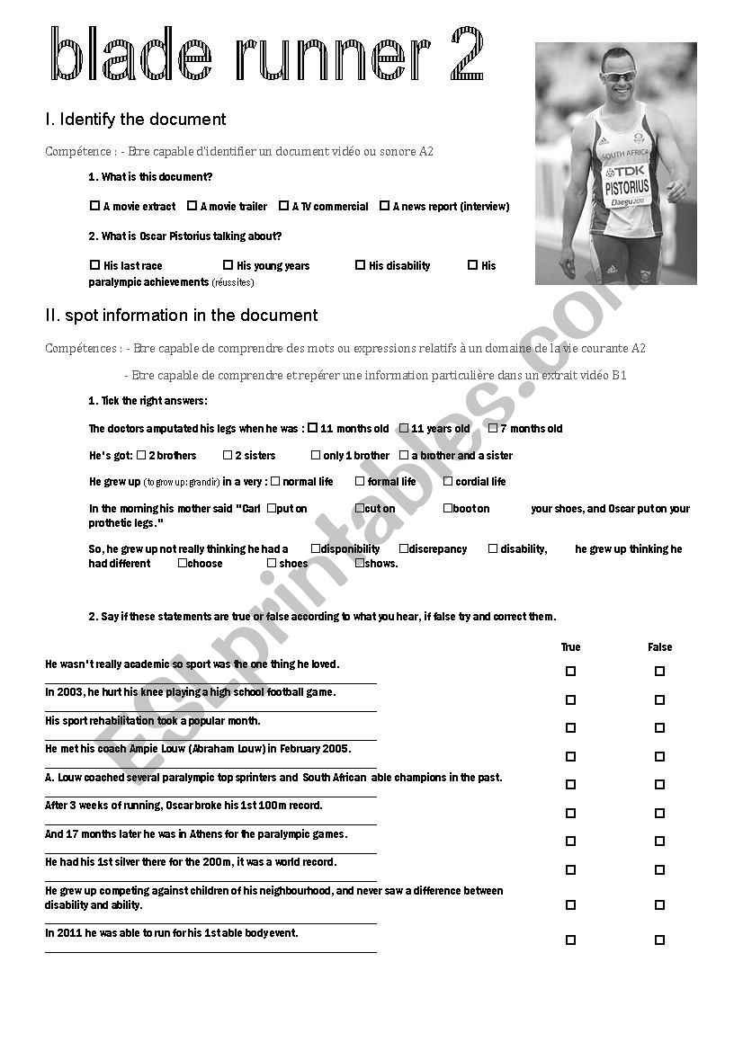 Oscar Pistorius oral comprehension