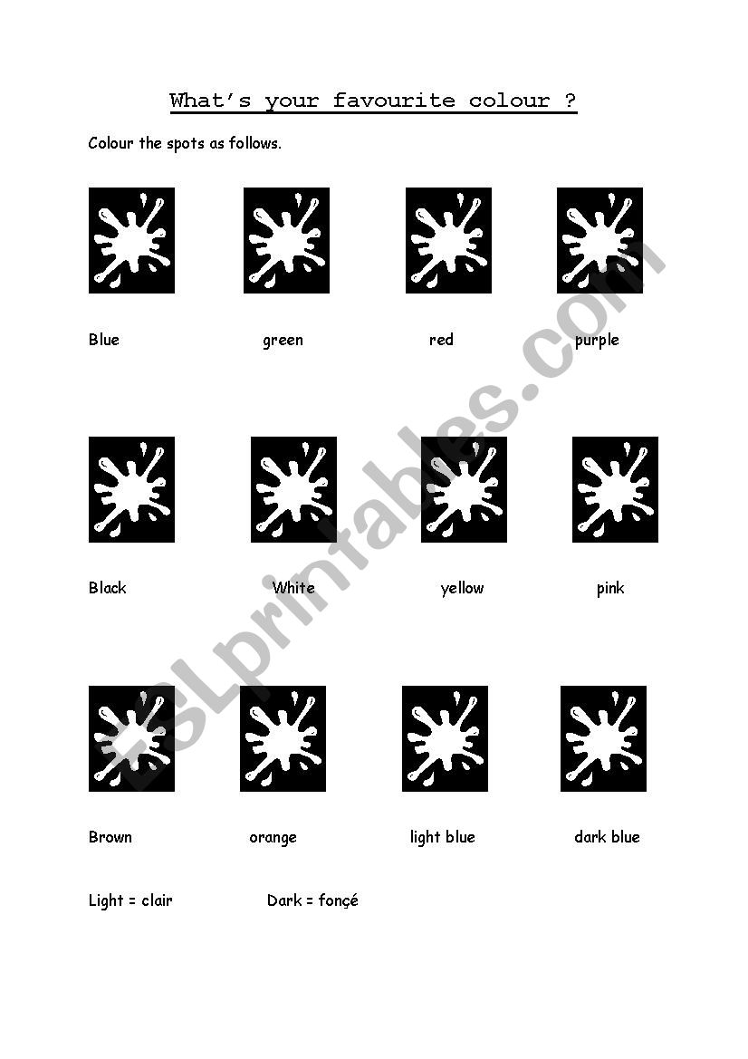 What´s your favorite color? ESL worksheet by anacavallare