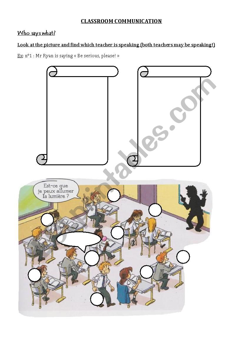 Classroom instructions exercise