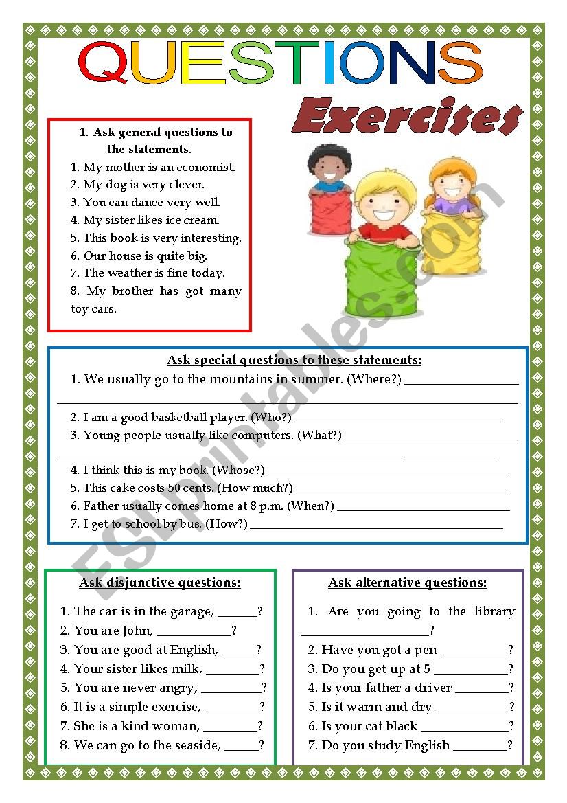 ENGLISH QUESTION WORKSHEET worksheet