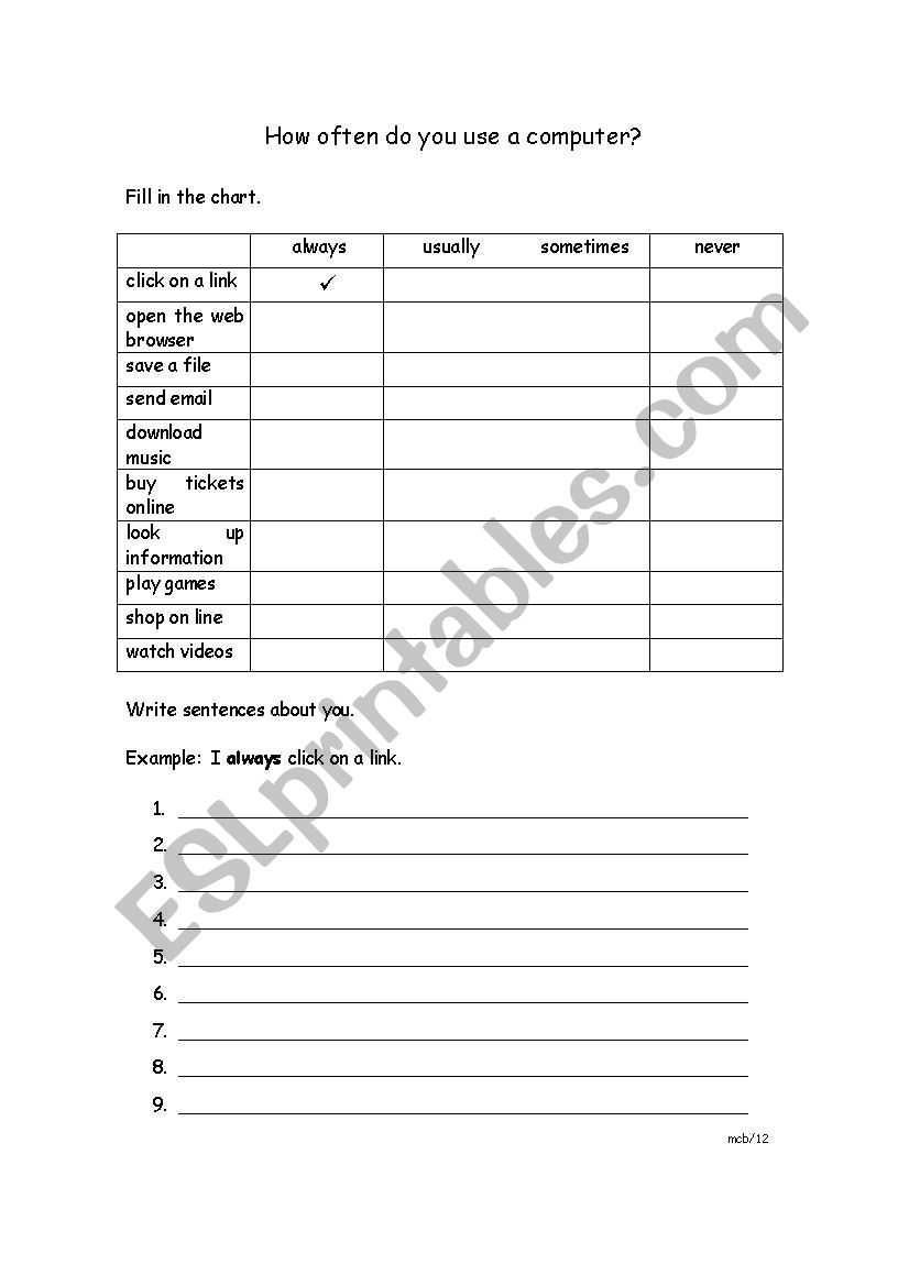 computing survey worksheet