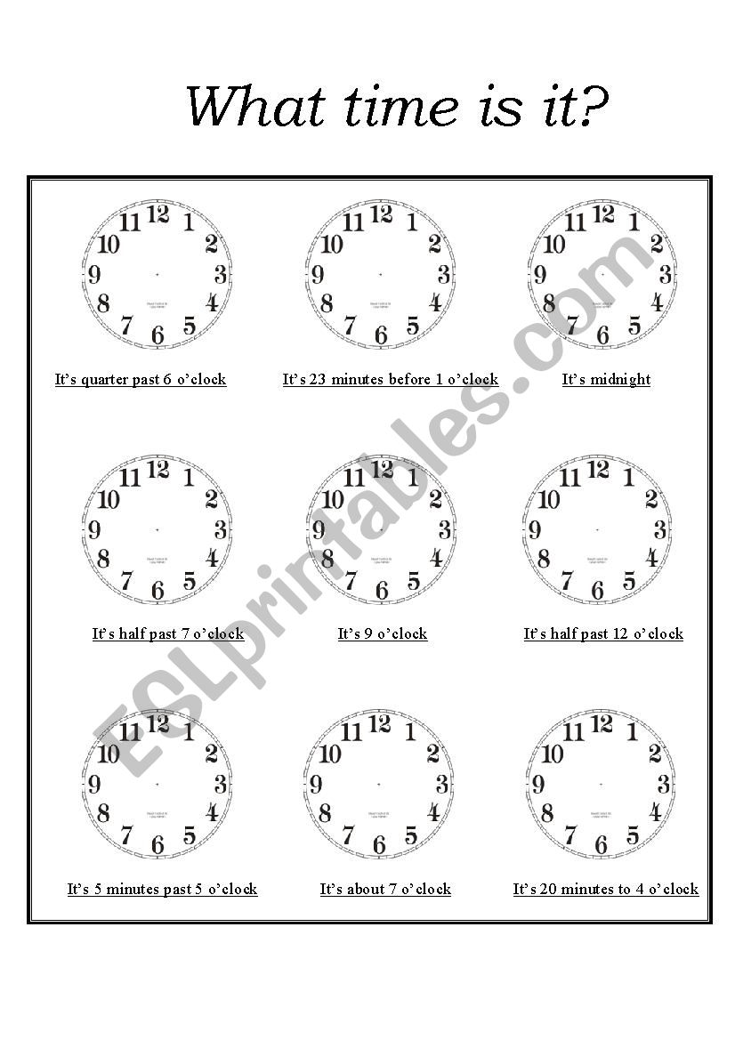 What time is it? worksheet