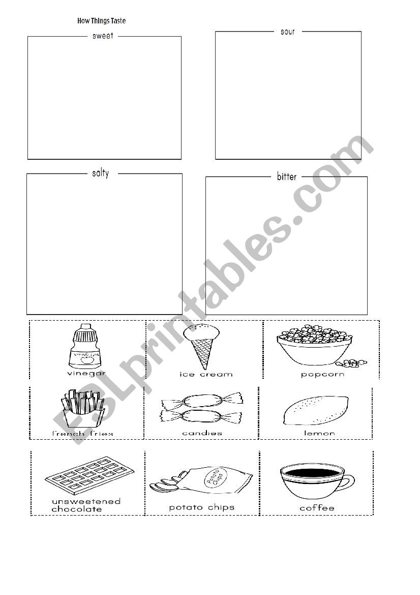 How things taste worksheet