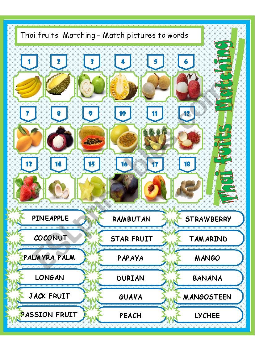 Thai fruits  worksheet