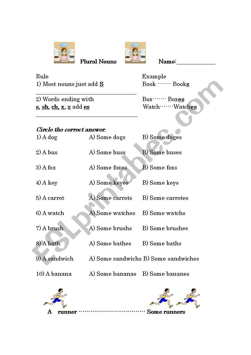 Plural nouns - basics worksheet