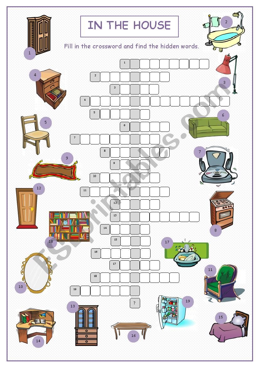 In the House Crossword Puzzle worksheet