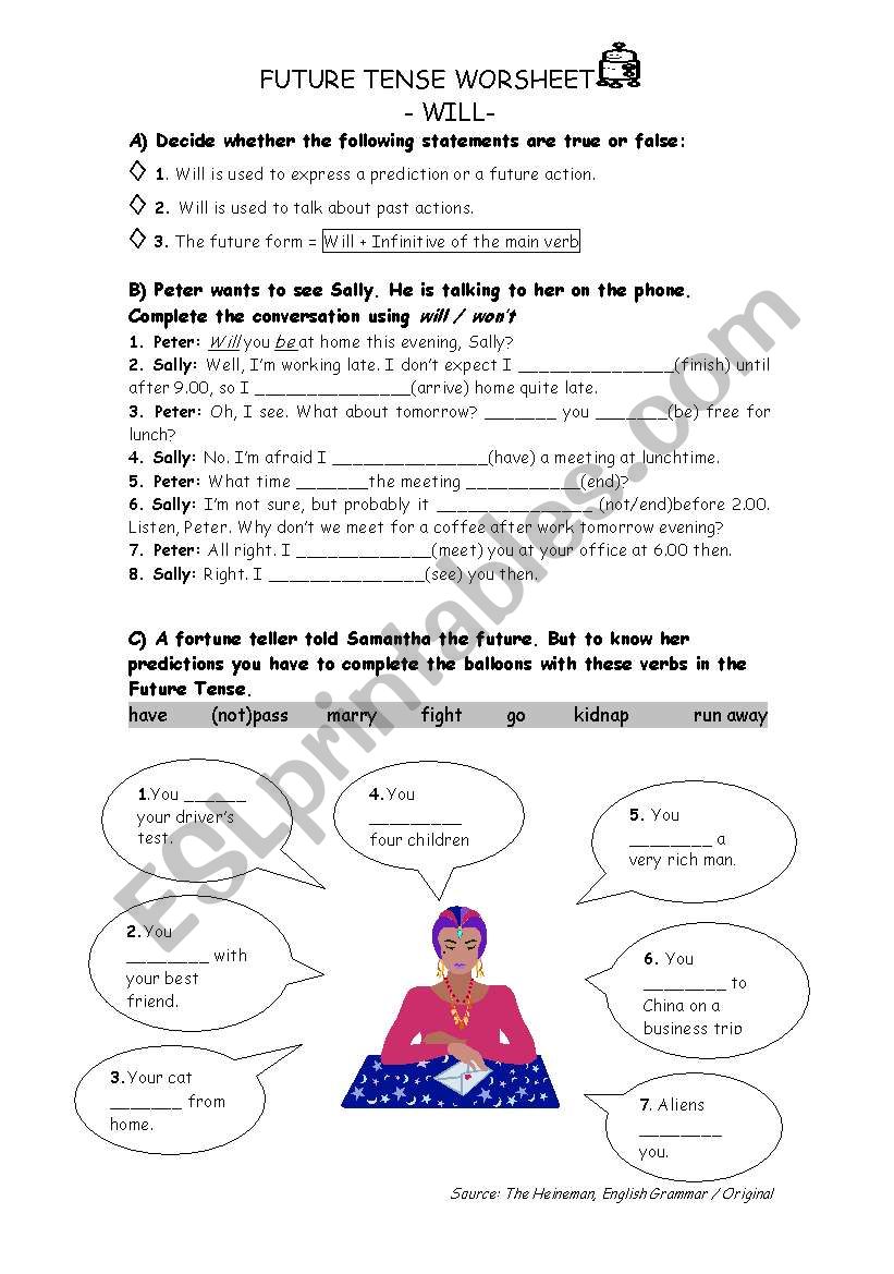 Future tense worksheet