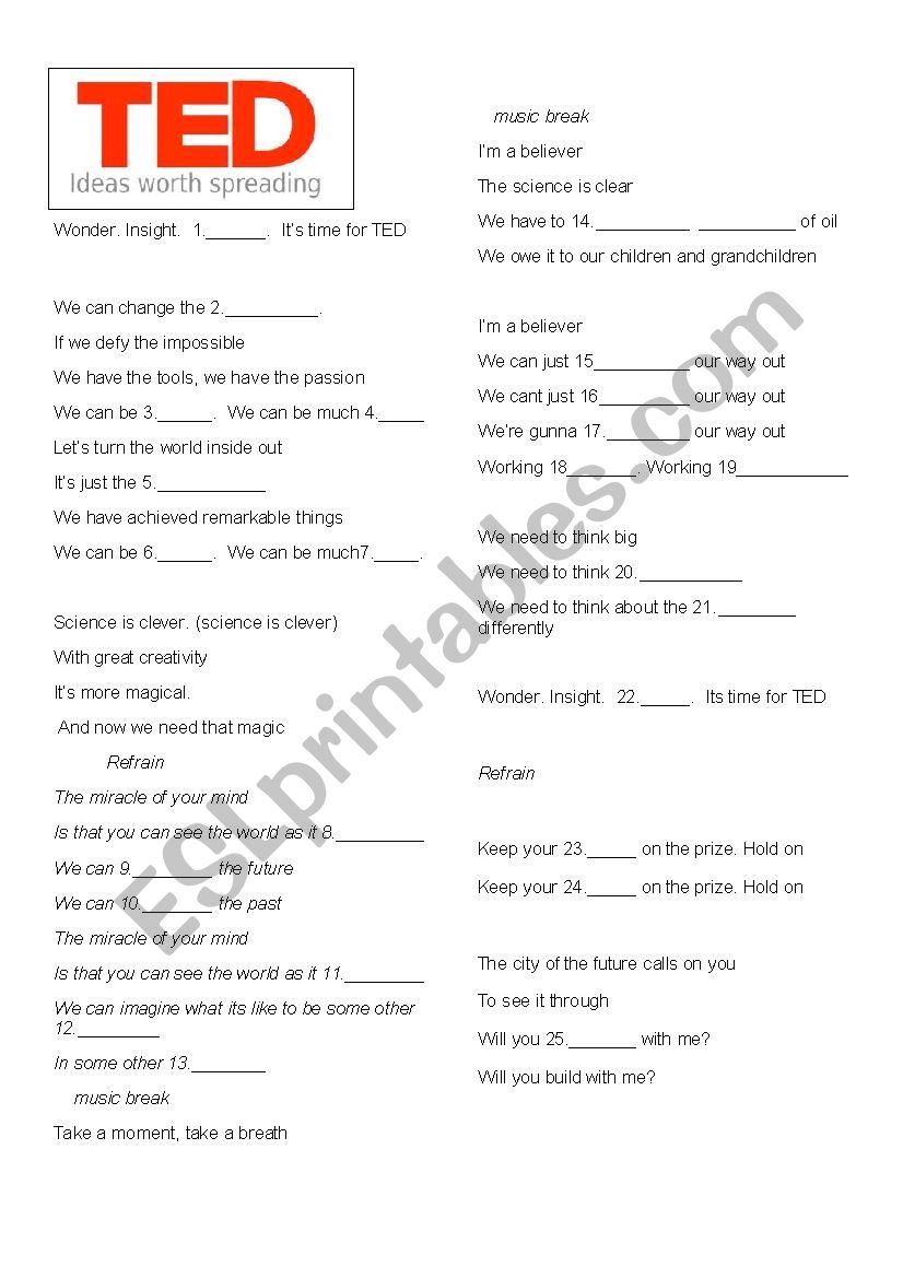 TED 2012 Remix worksheet