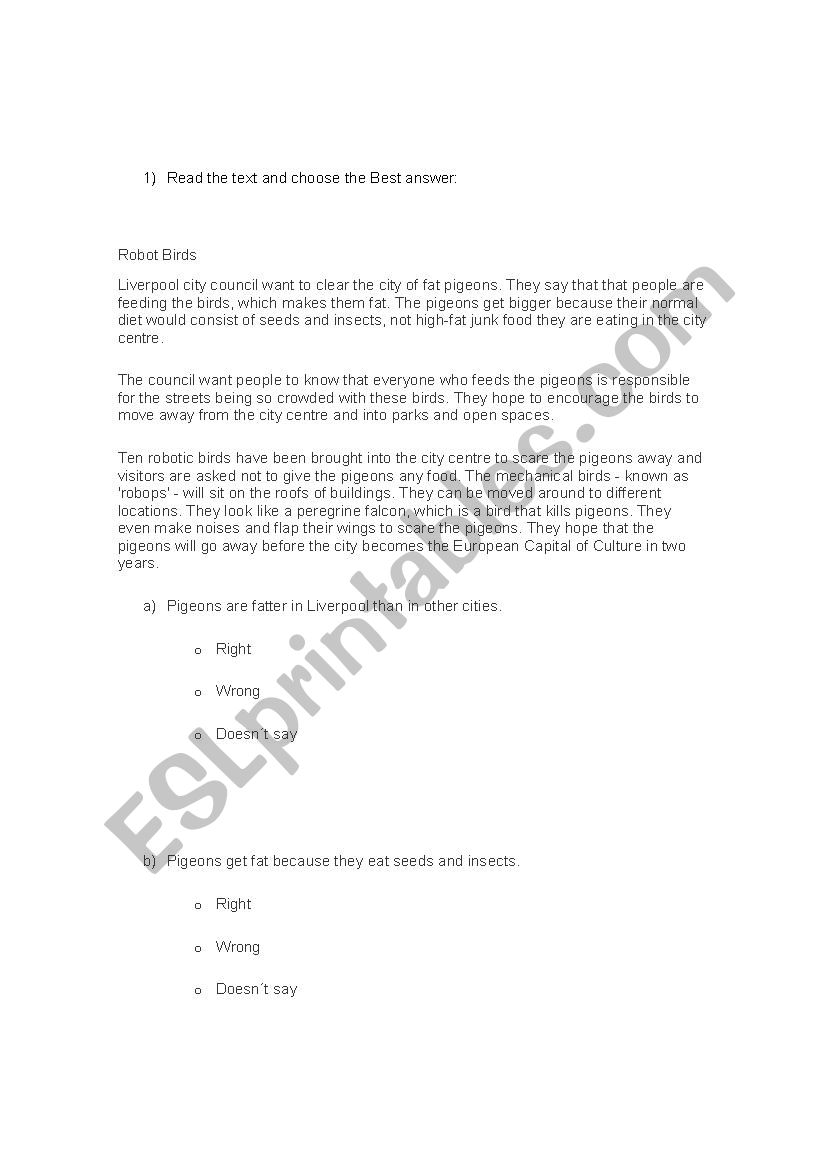 test worksheet