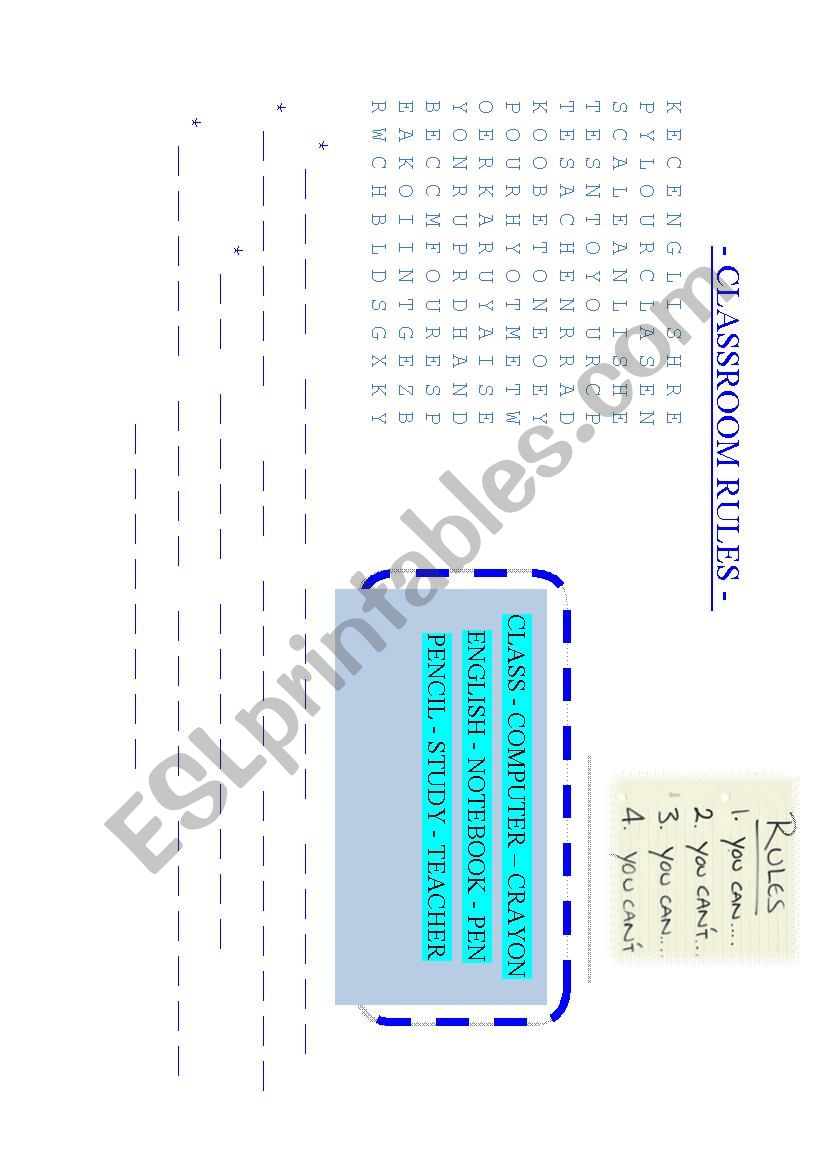 CLASSROOM RULES worksheet