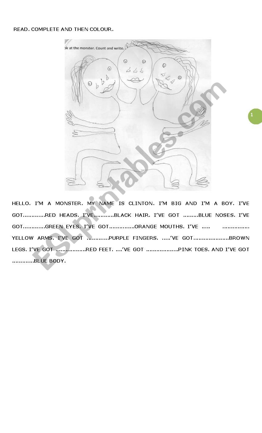 parts of the body worksheet