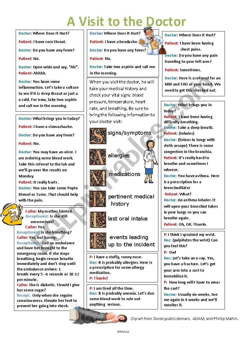 Doctor visit--Mini Dialogs worksheet