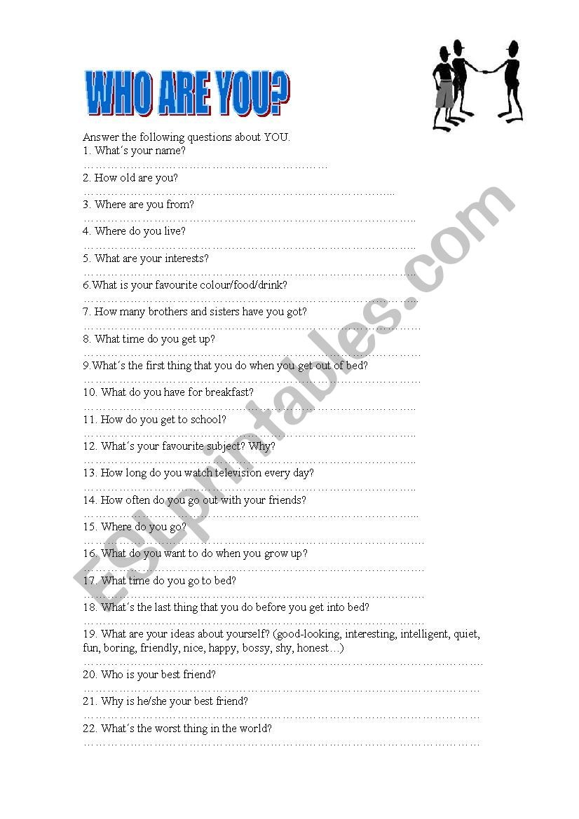 WHO ARE YOU? worksheet