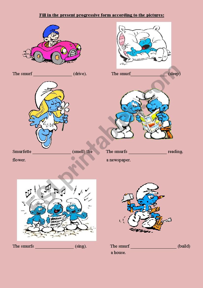 Present Progressive- The smurfs