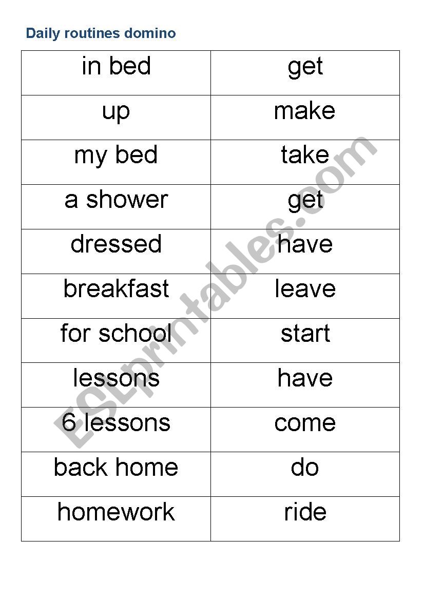 Daily routines worksheet