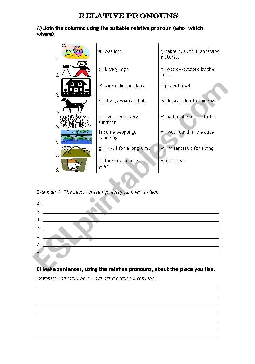 Relative Pronouns worksheet