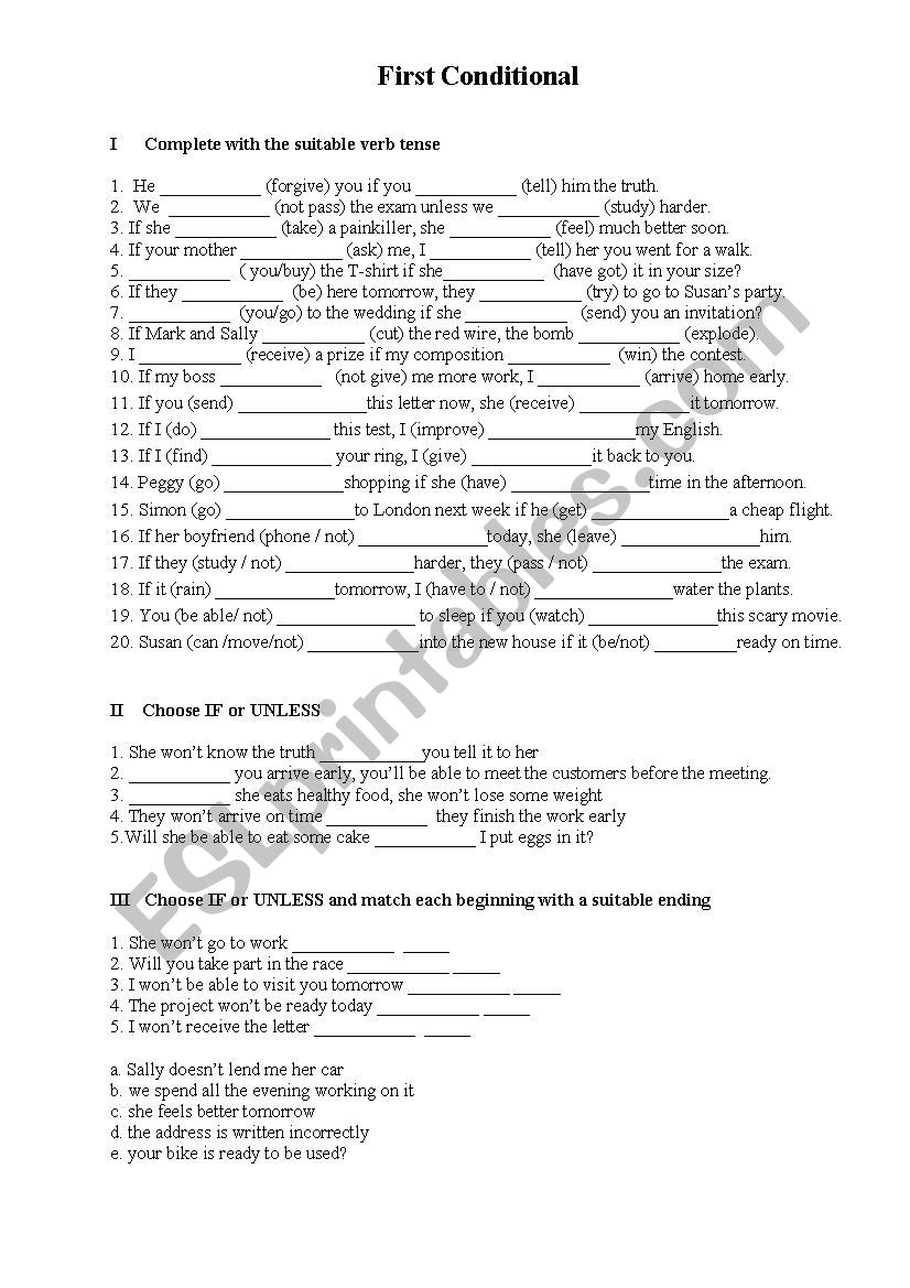 First Conditional worksheet