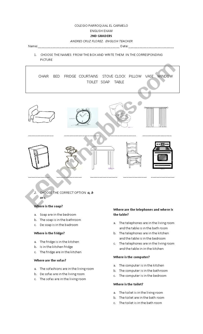 Rooms and objects  in a house 