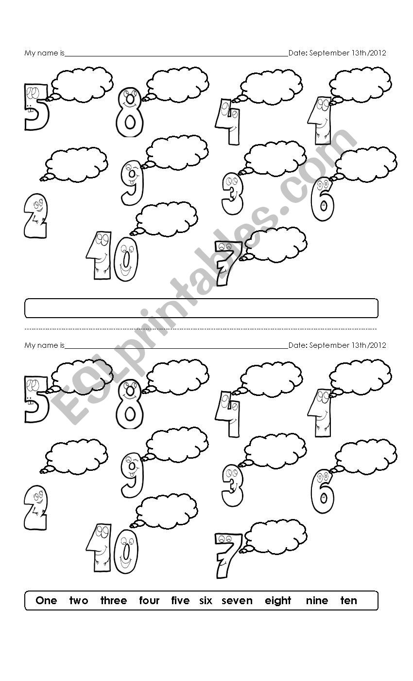 numbers for children worksheet