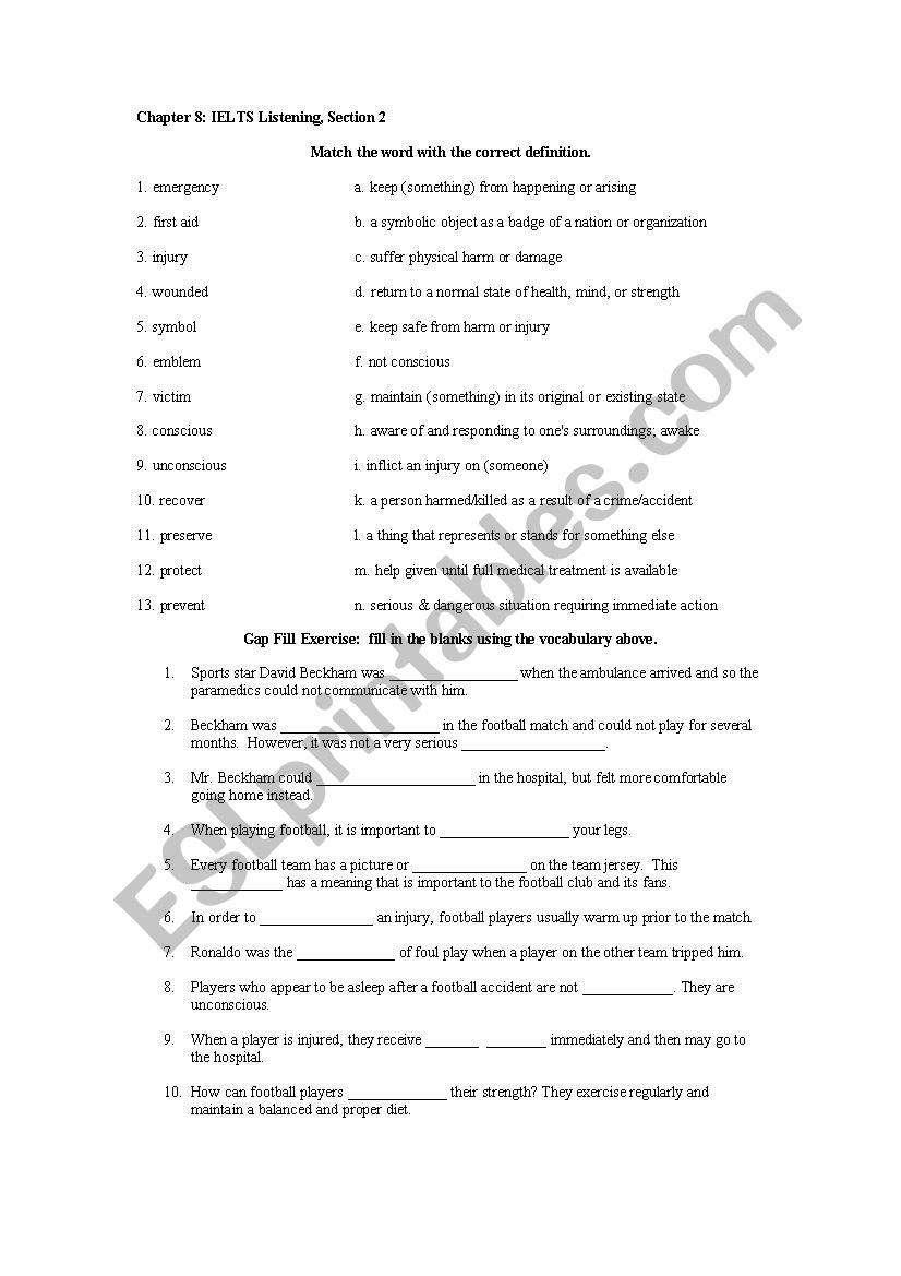 vocabulary worksheet