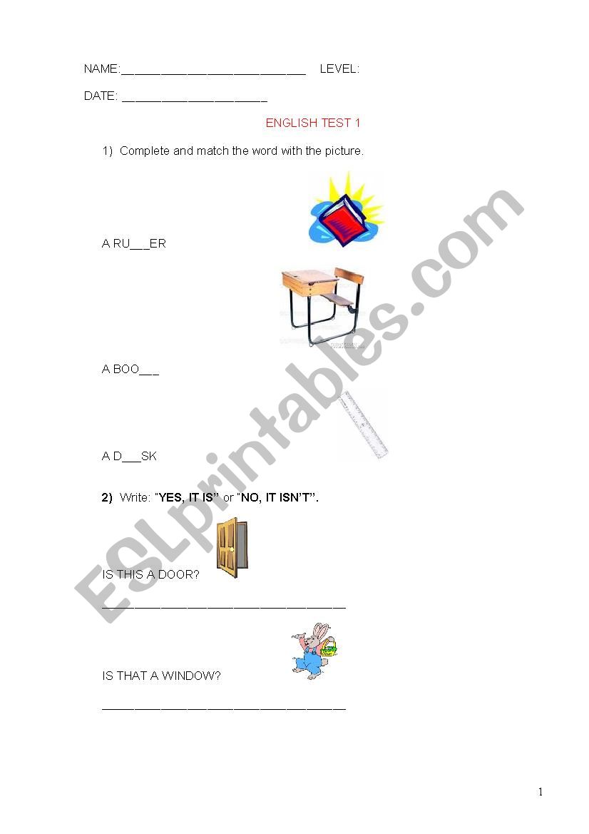 An English worksheet worksheet