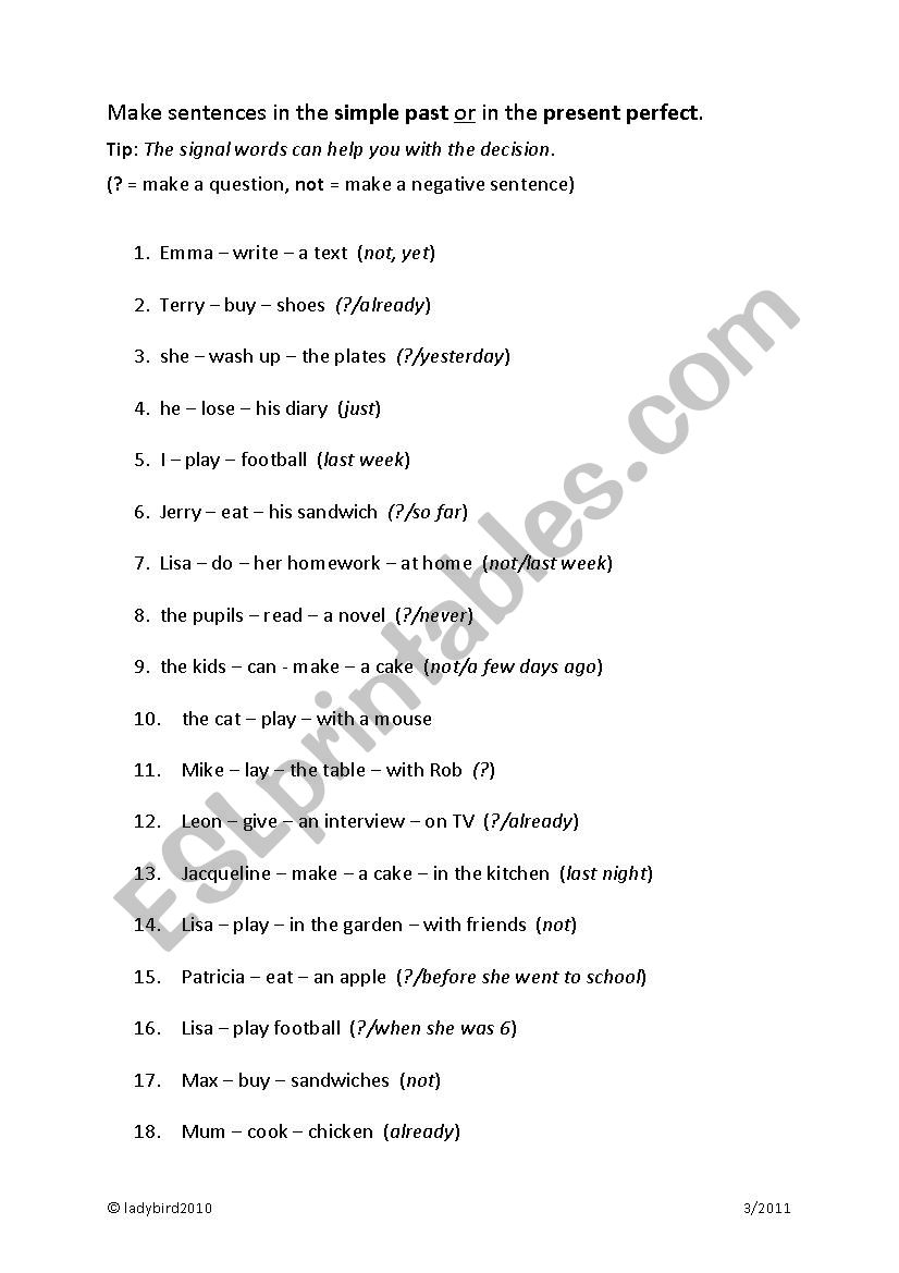 Present perfect tense v.s. Past simple