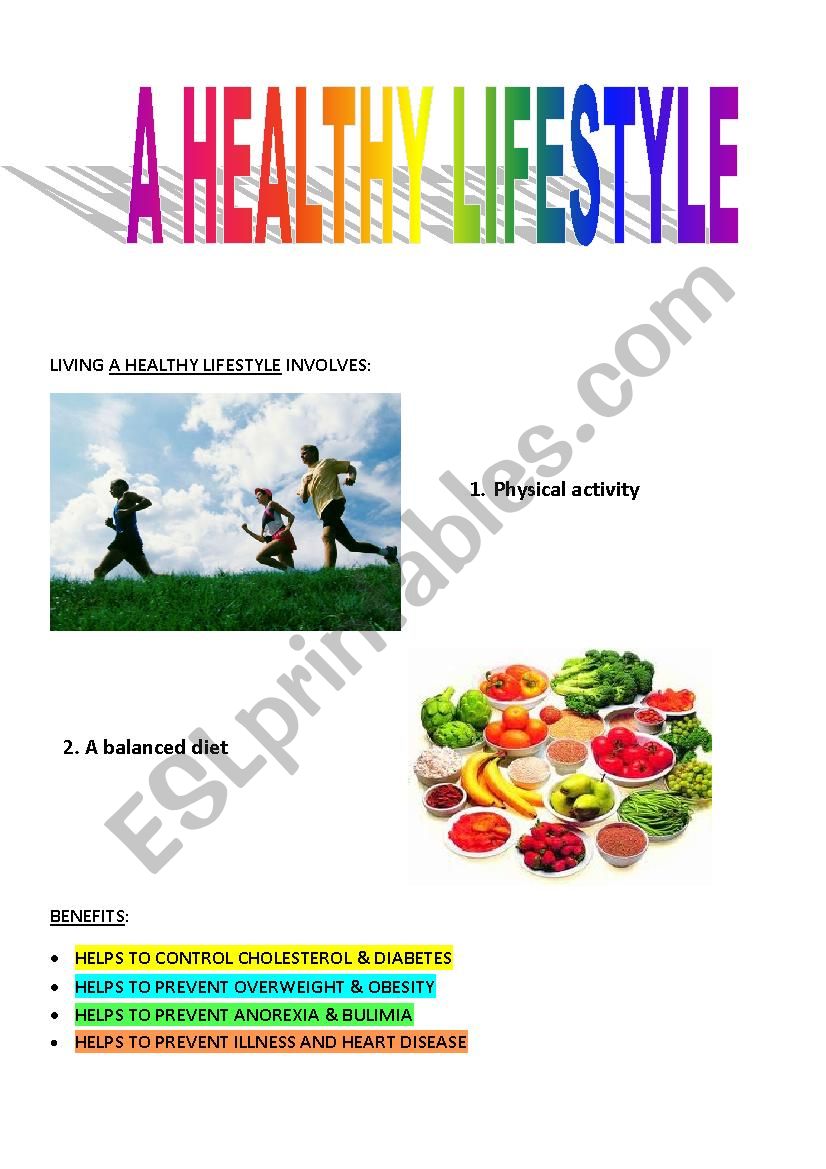 A HEALTHY LIFESTYLE 1 worksheet