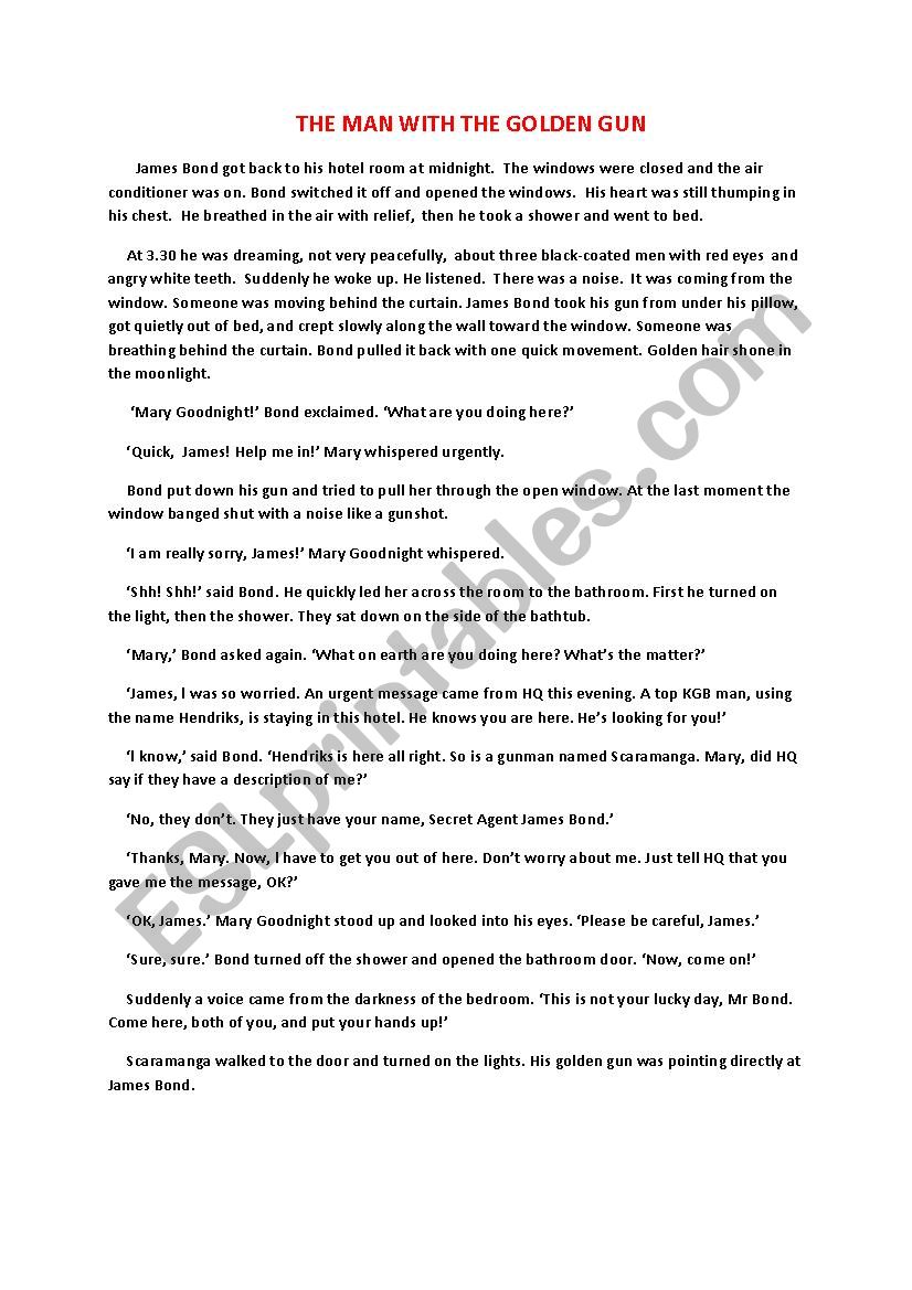 reading passage and questions worksheet