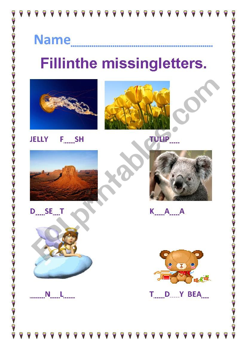 Fill the missing letters worksheet