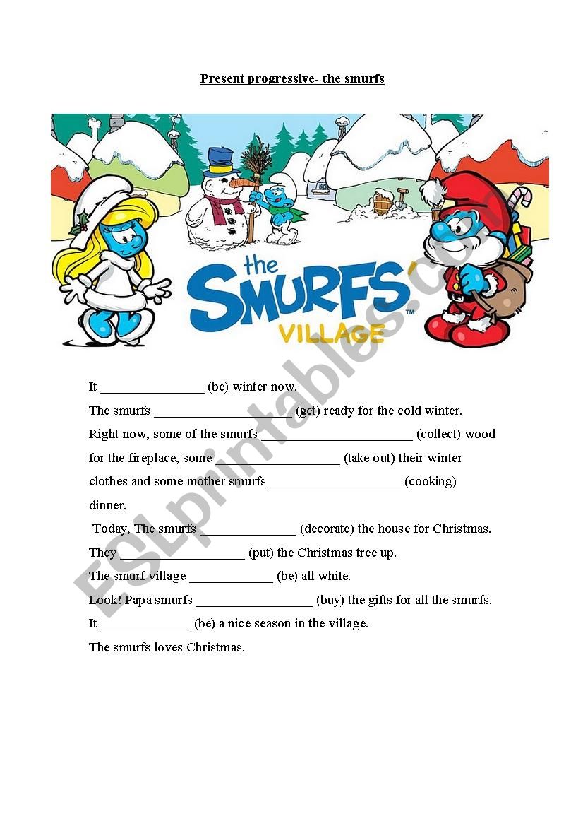 Present Progressive  the smurfs.