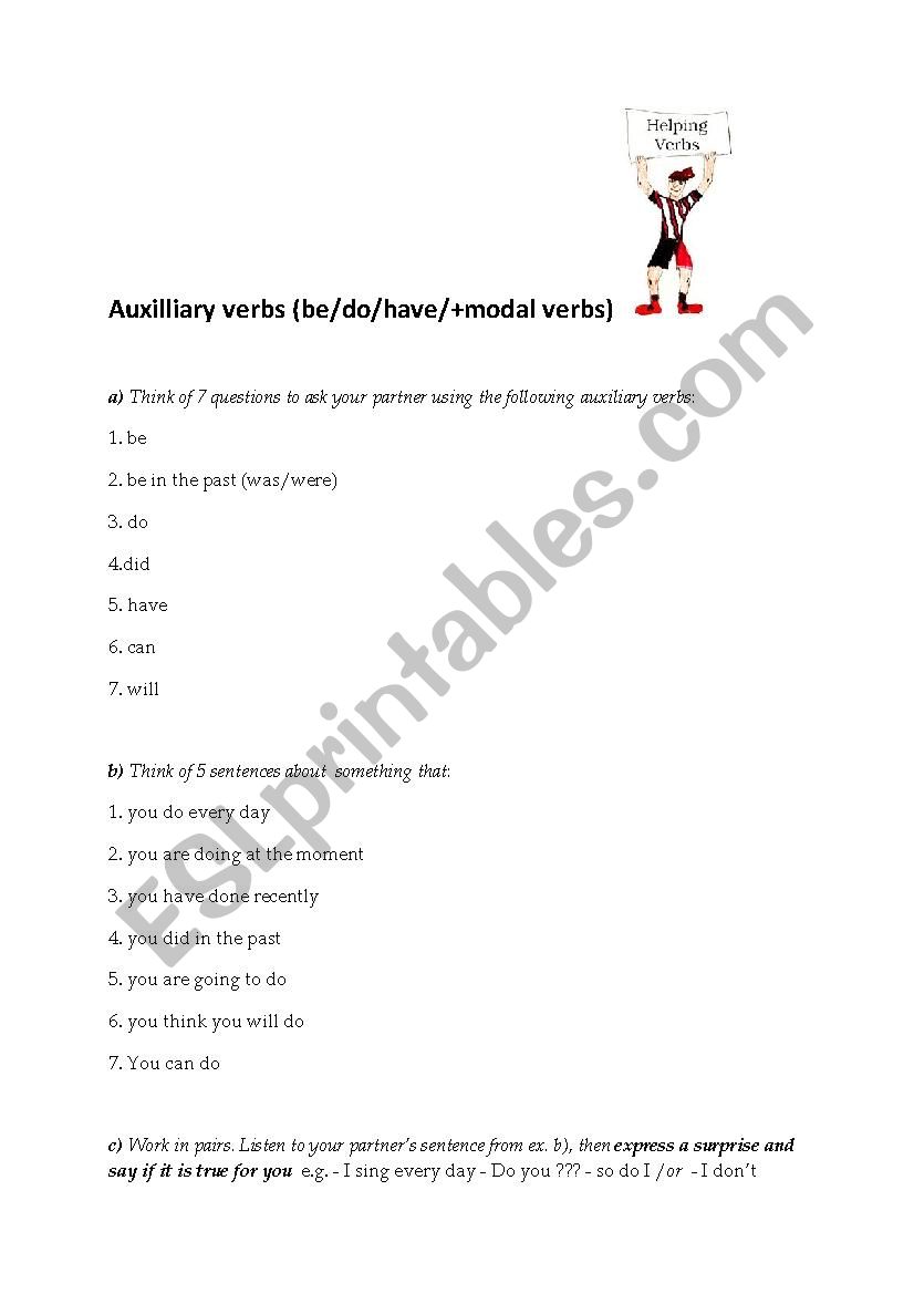 Auxiliary verbs - production stage