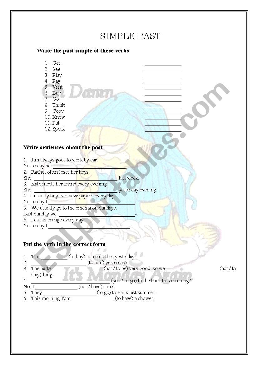 past simple worksheet