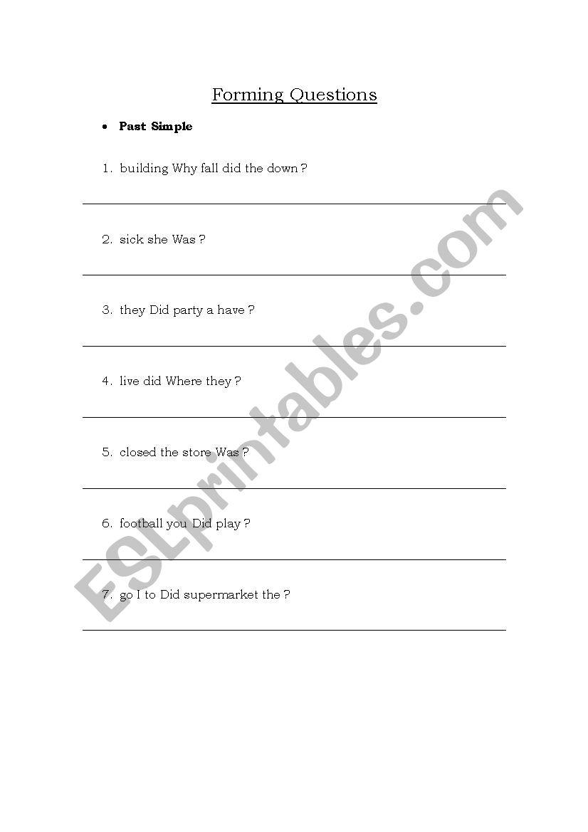 Forming questions in past simple and present perfect tense