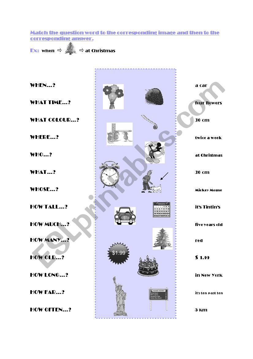 Question words 2/2 (activity) worksheet