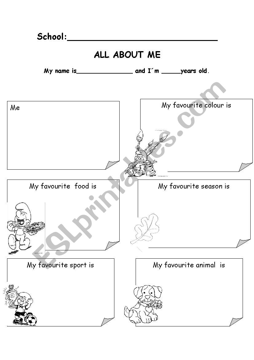 All about me worksheet