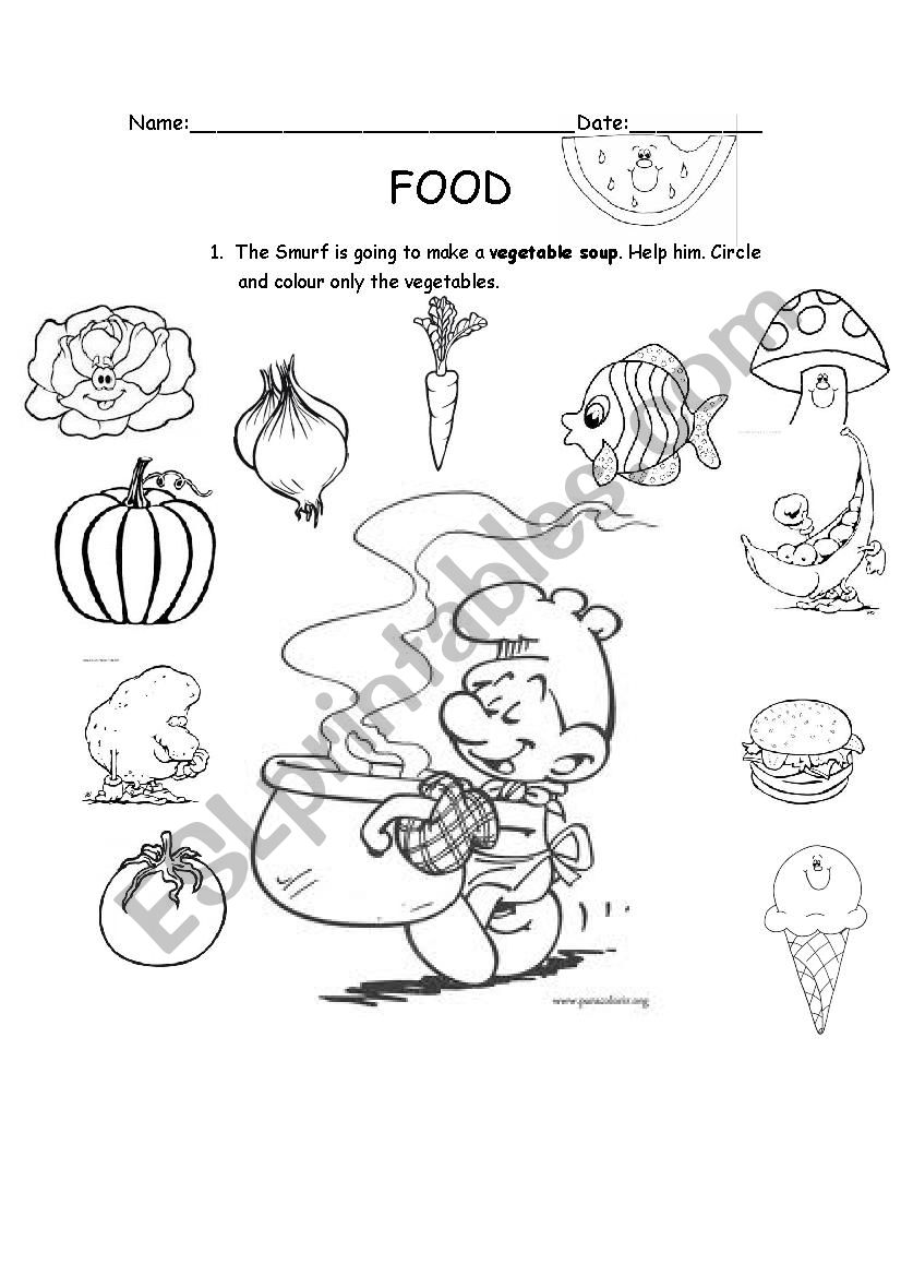 Vegetable soup worksheet