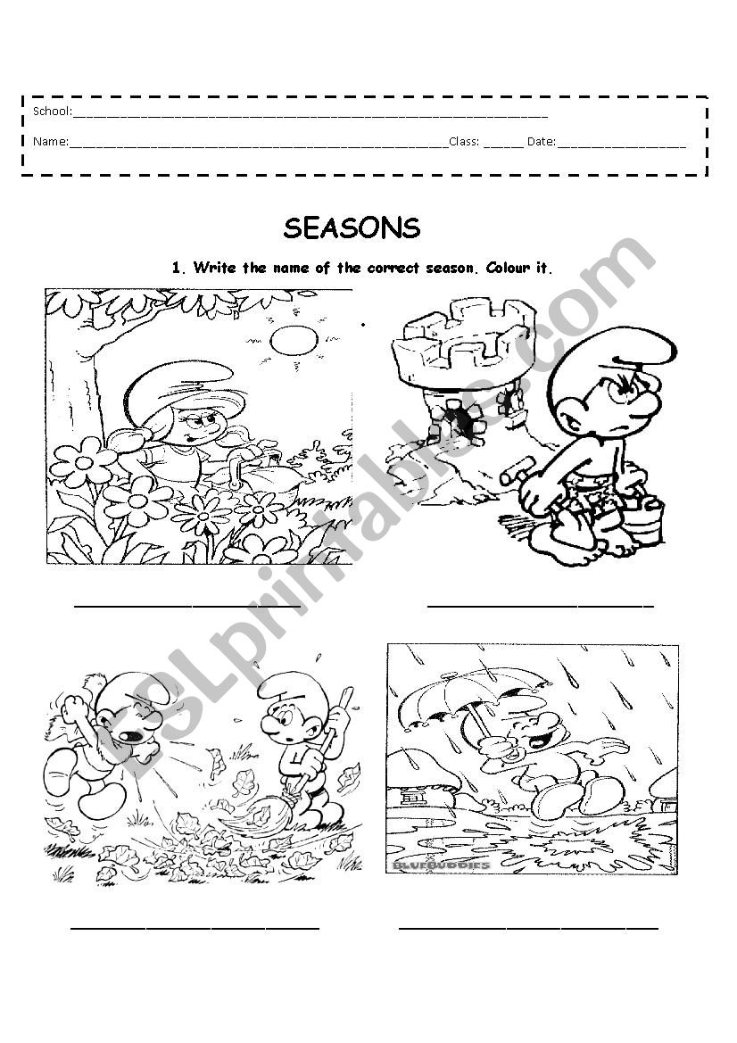 Seasons worksheet