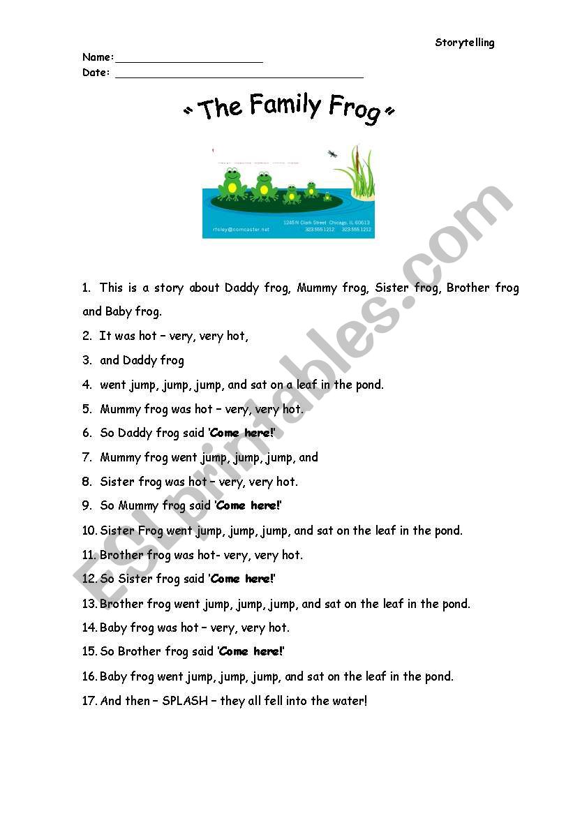 The Frog Family worksheet