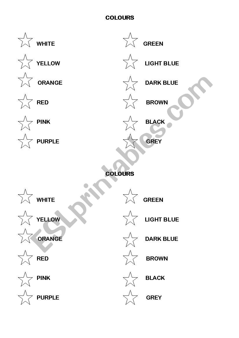 COLOURS worksheet