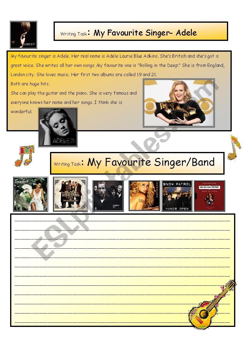 My Favourite Singer worksheet