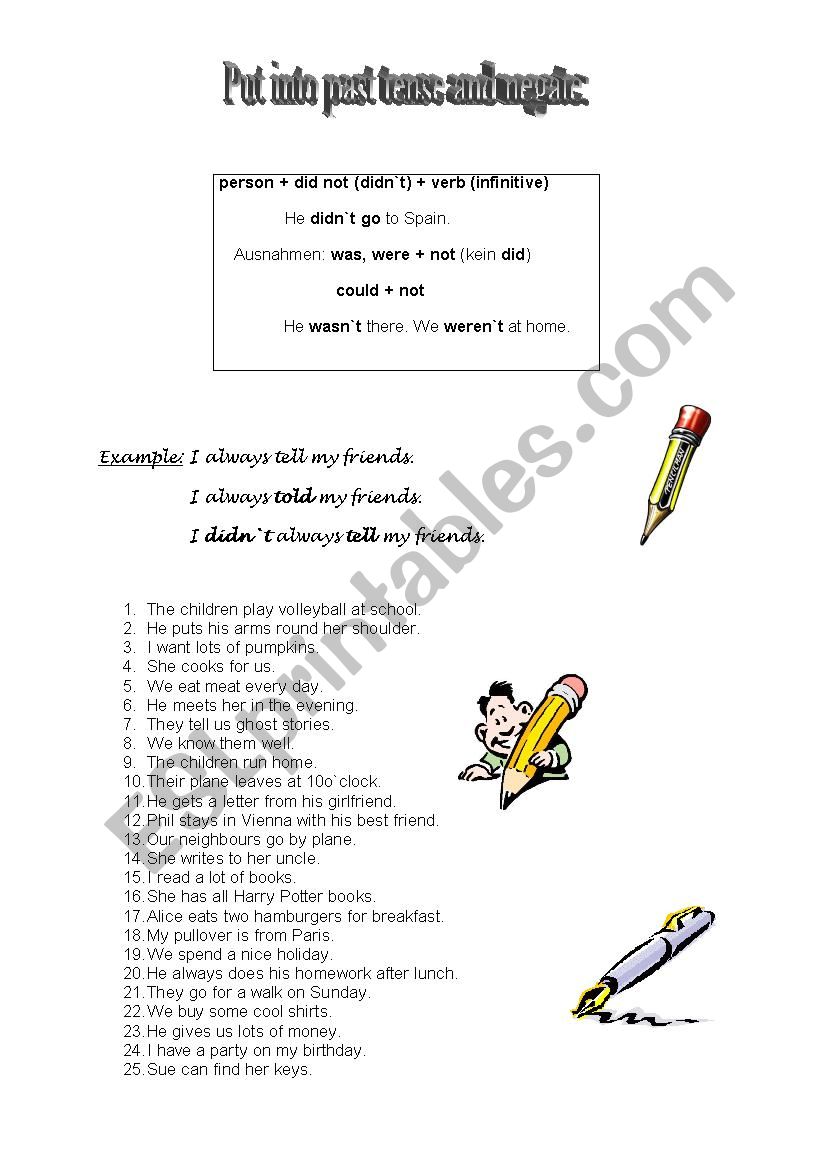 Negations - past simple worksheet