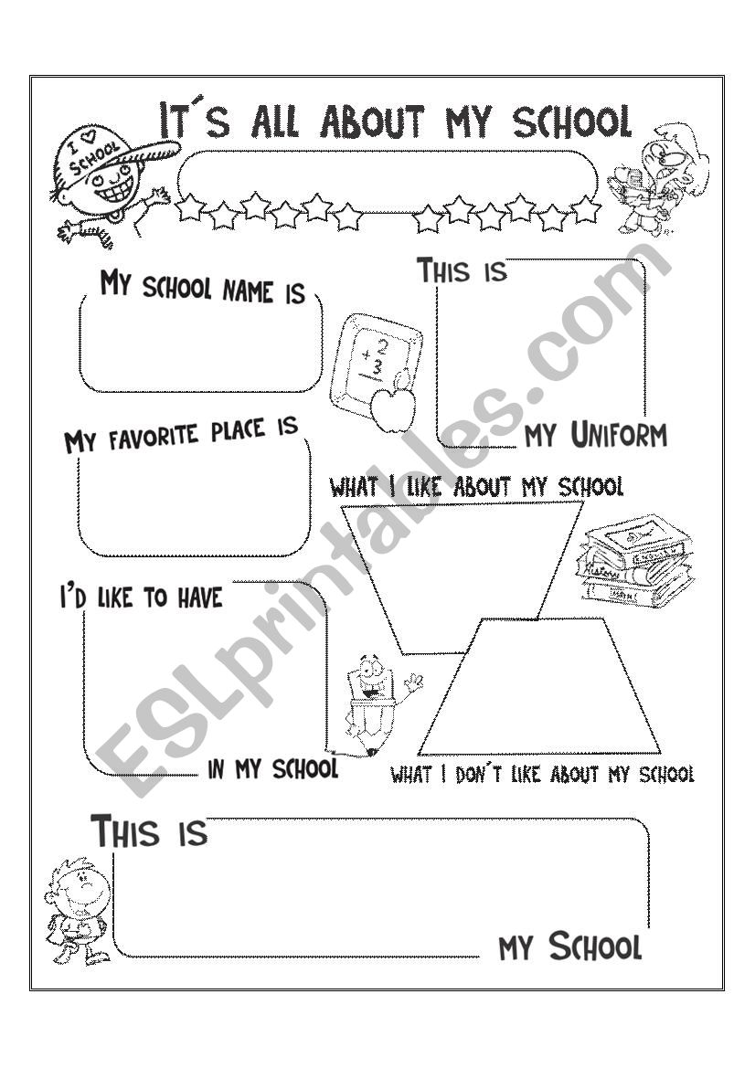 ItÂ´s all about my school worksheet
