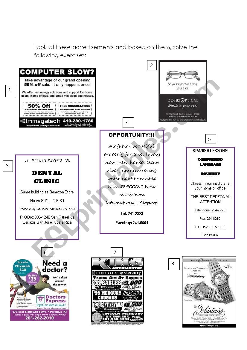 Goods and services worksheet