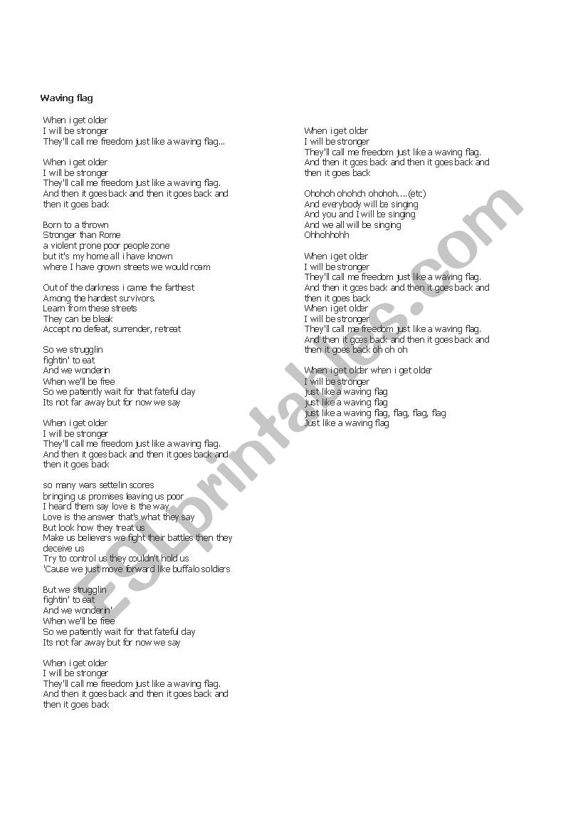 Comparative song worksheet