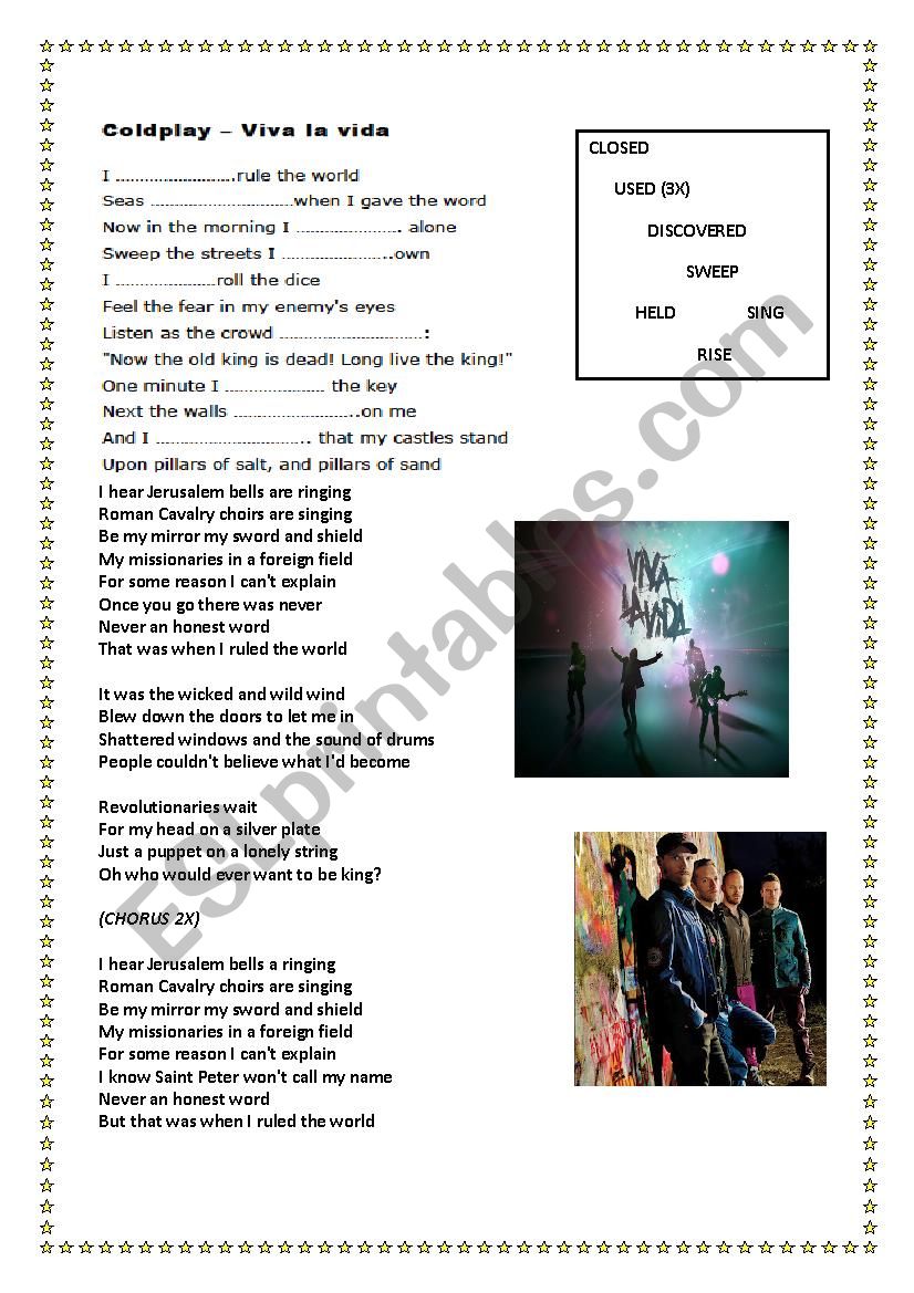 Coldplay - Viva la vida worksheet