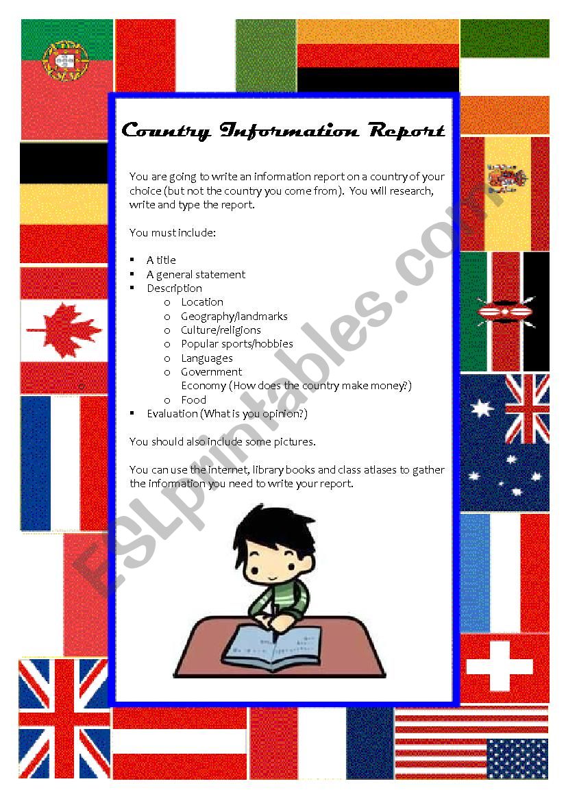 Country Information Report worksheet