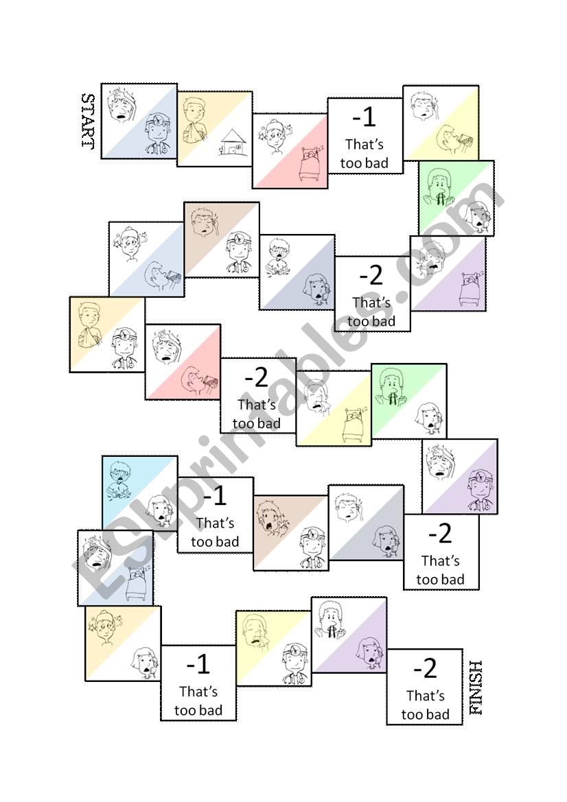 Fever (sickeness) boardgame worksheet