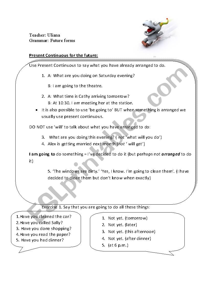 Future forms worksheet